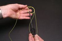 Pull enough of the loop down to just longer than the stem